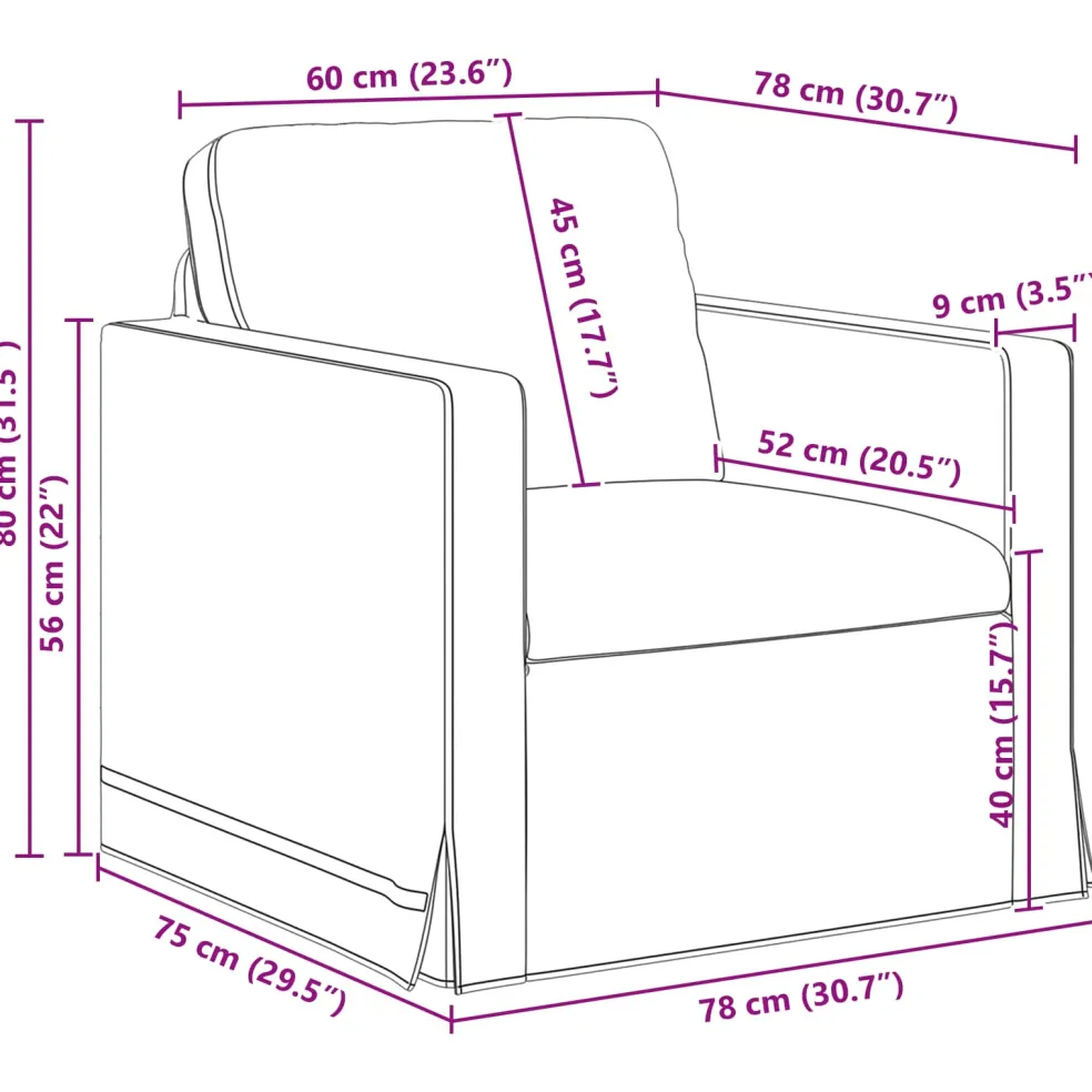 vidaXL Bank Zwart 78 x 78 x 80 cm Fluweel