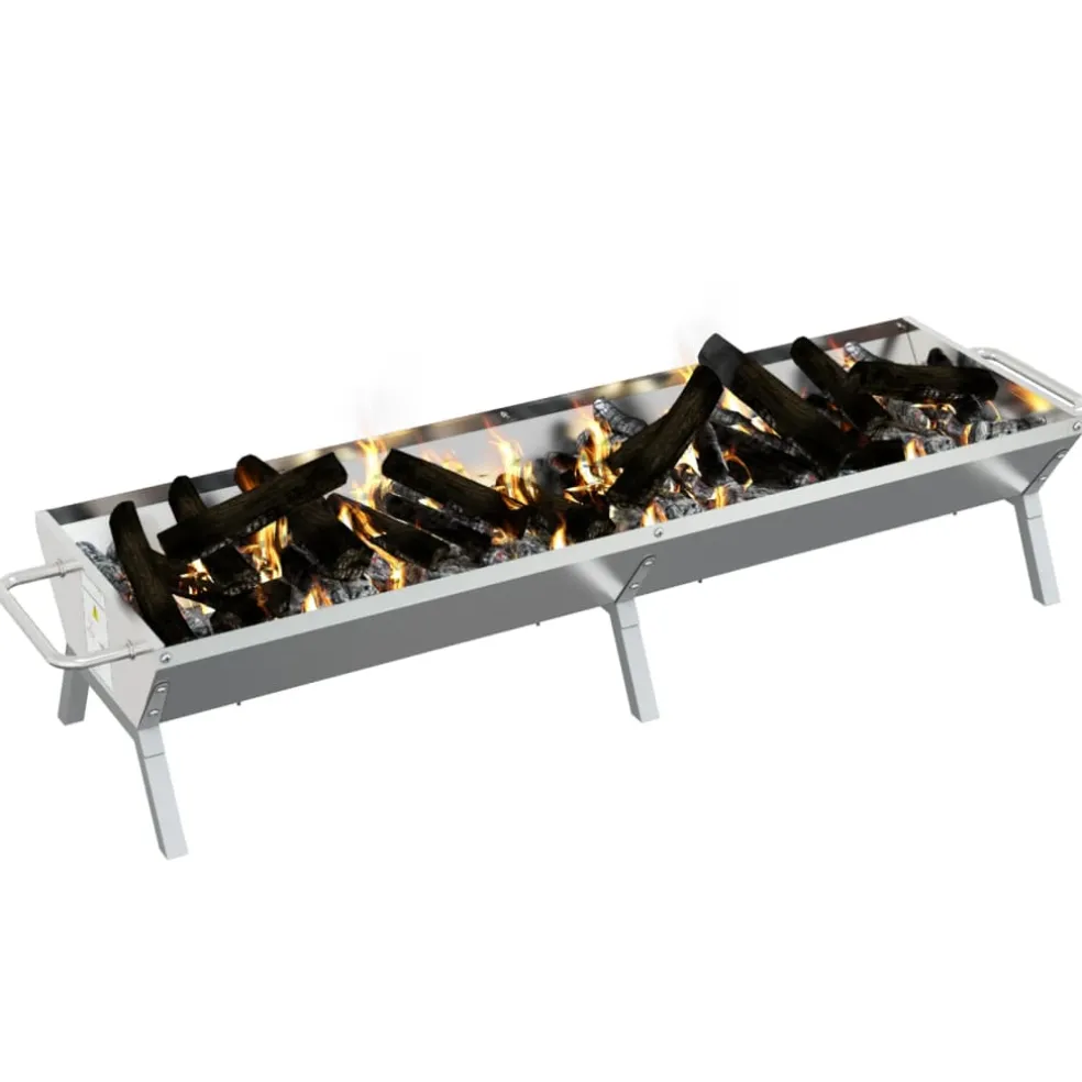vidaXL Barbecueplaat 158x42x31 cm roestvrij staal zilverkleurig