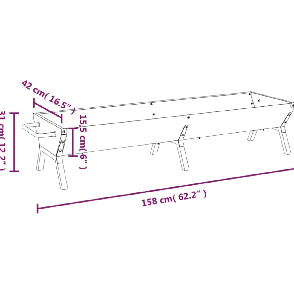 vidaXL Barbecueplaat 158x42x31 cm roestvrij staal zilverkleurig