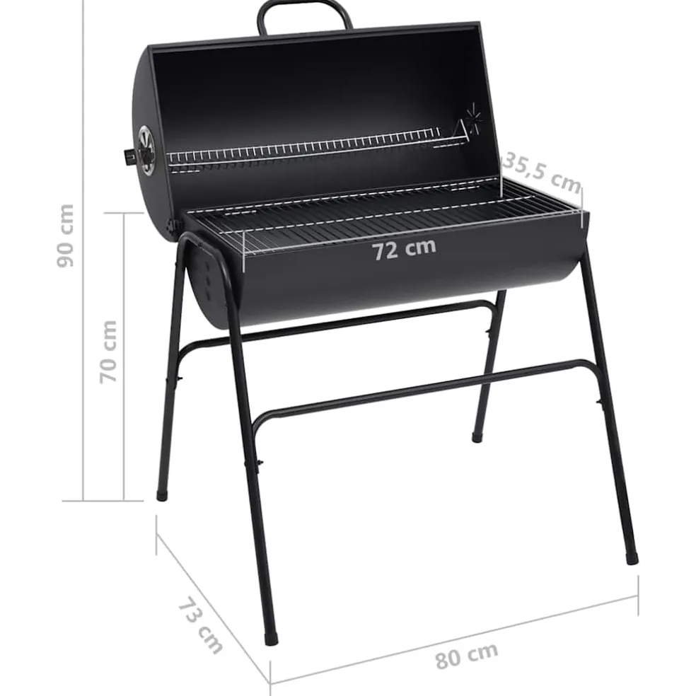 vidaXL Barbecuevat met 2 kookroosters 80x95x90 cm staal zwart