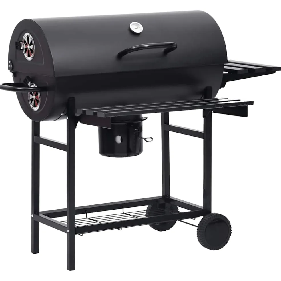 vidaXL Barbecuevat met wielen en schappen 115x85x95 cm staal zwart