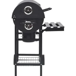 vidaXL Barbecuevat met wielen en schappen 115x85x95 cm staal zwart