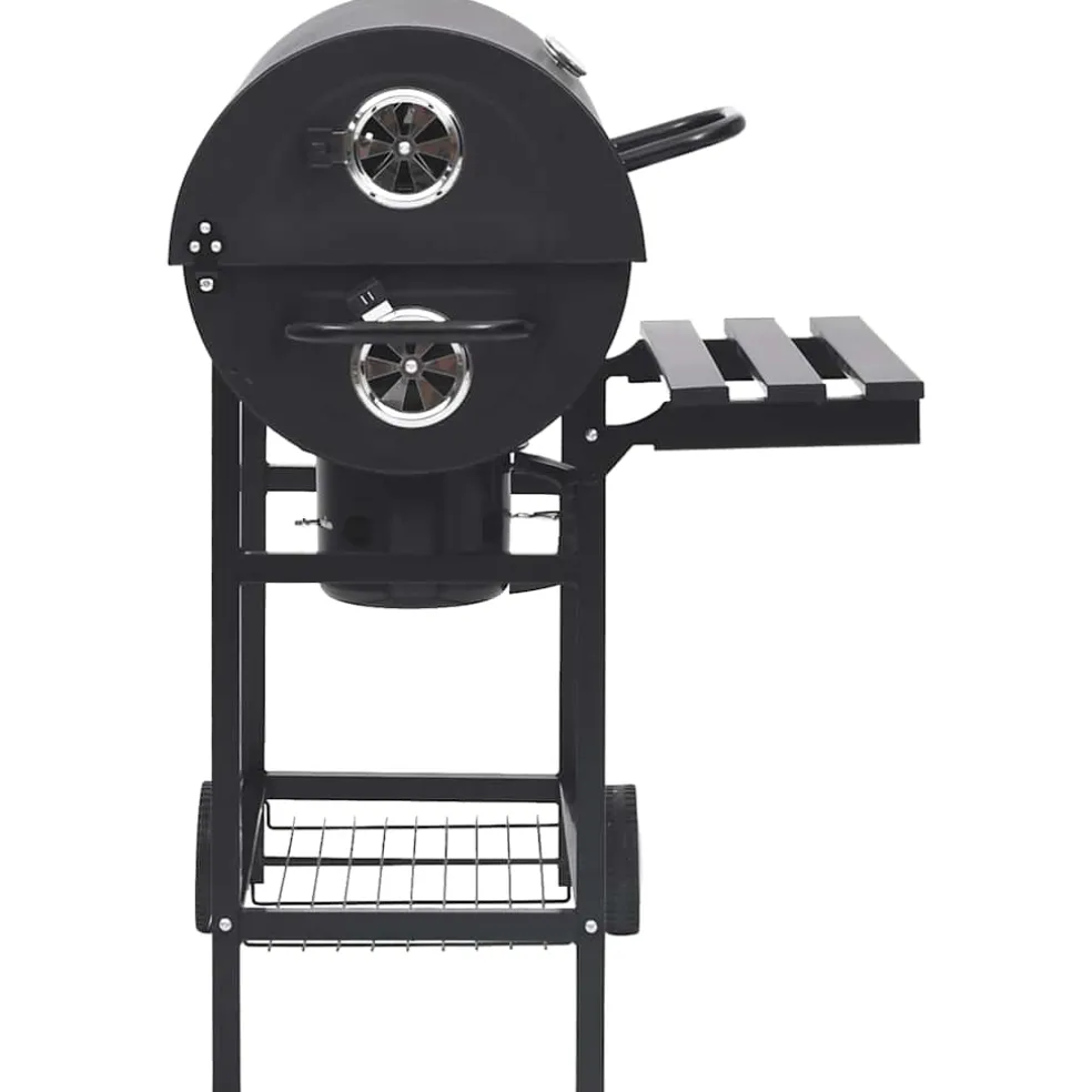 vidaXL Barbecuevat met wielen en schappen 115x85x95 cm staal zwart