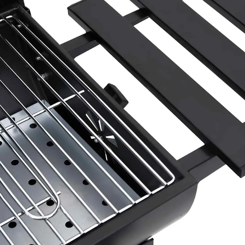 vidaXL Barbecuevat met wielen en schappen 115x85x95 cm staal zwart