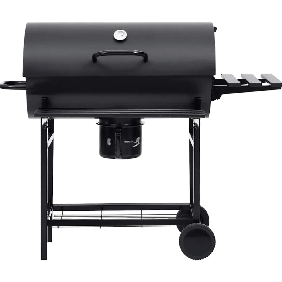 vidaXL Barbecuevat met wielen en schappen 115x85x95 cm staal zwart