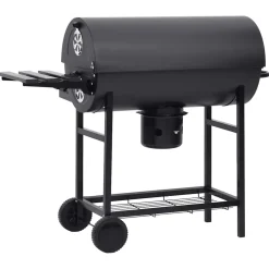 vidaXL Barbecuevat met wielen en schappen 115x85x95 cm staal zwart