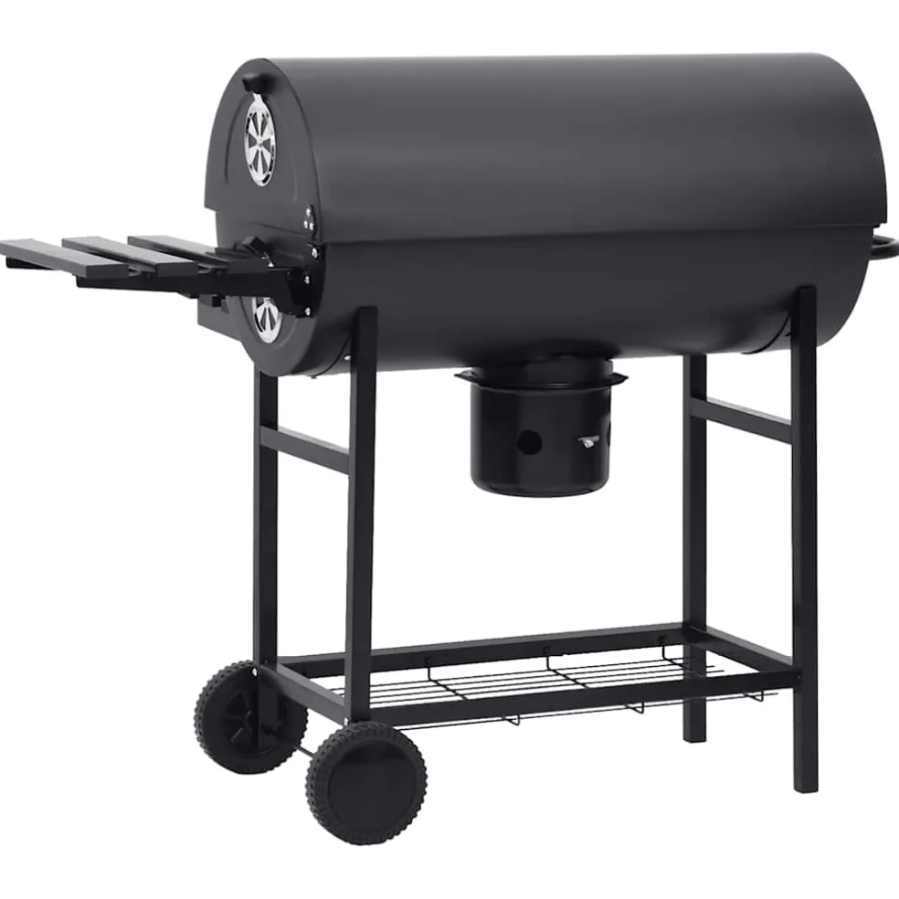 vidaXL Barbecuevat met wielen en schappen 115x85x95 cm staal zwart