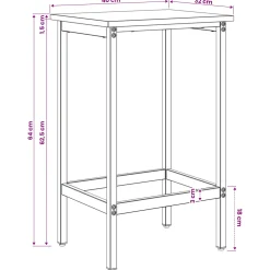 vidaXL Barkruk Artisanaal eiken 40 x 32 x 64 cm Bewerkt hout