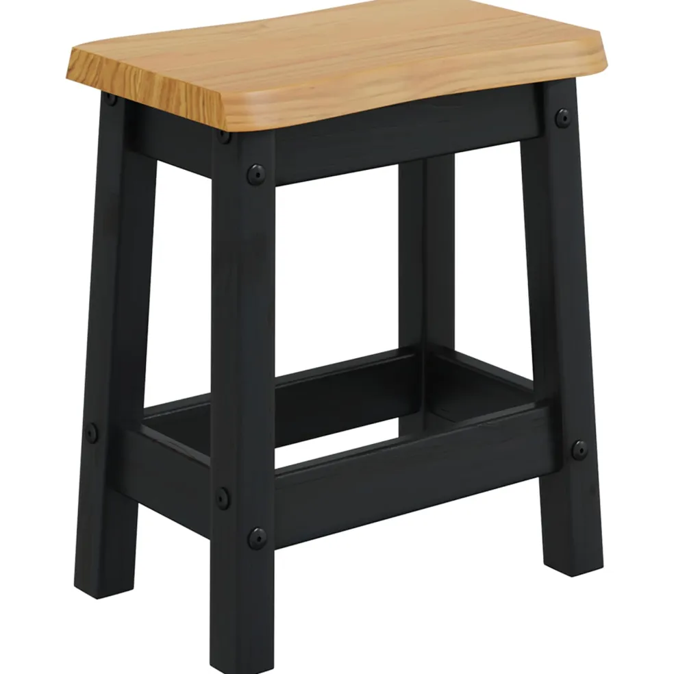 vidaXL Barkruk EKAI 2 st Zwart 40 x 29 x 45,5 cm Massief grenenhout