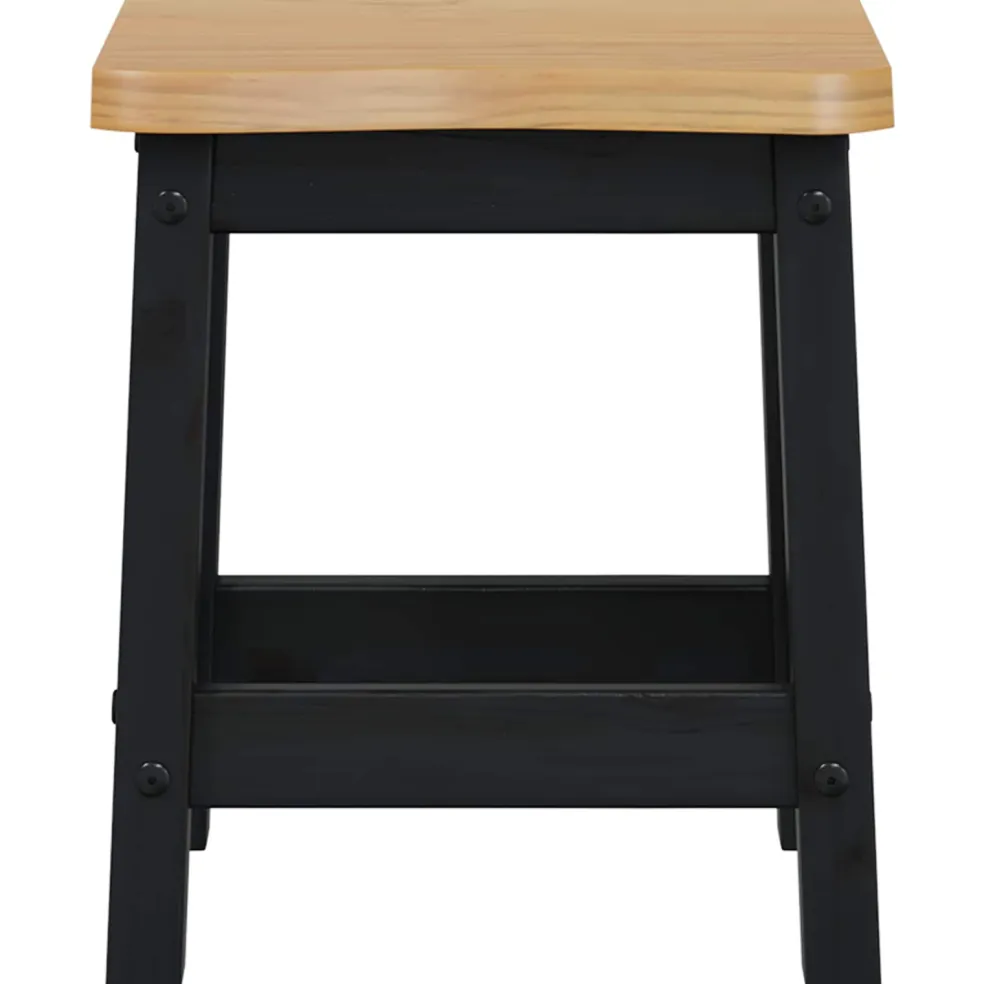 vidaXL Barkruk EKAI 2 st Zwart 40 x 29 x 45,5 cm Massief grenenhout