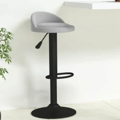 vidaXL Barkruk fluweel lichtgrijs