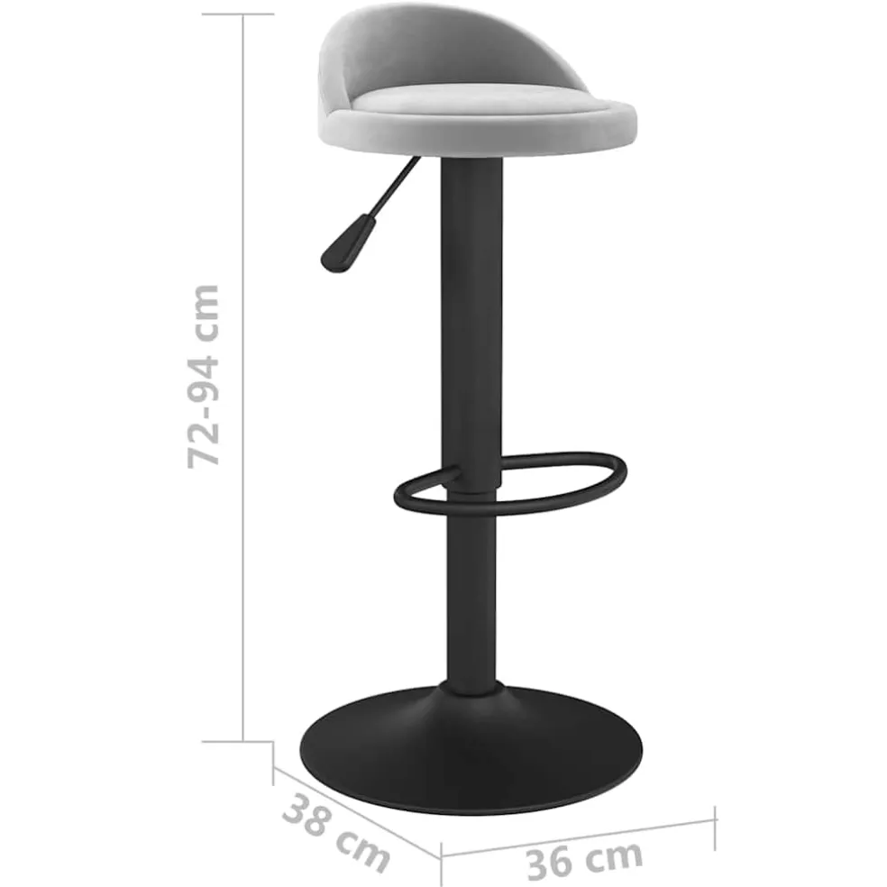 vidaXL Barkruk fluweel lichtgrijs