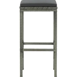 vidaXL Barkrukken met kussens 2 st poly rattan grijs