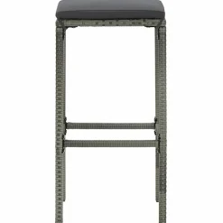 vidaXL Barkrukken met kussens 2 st poly rattan grijs