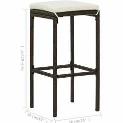 vidaXL Barkrukken met kussens 2 st poly rattan bruin
