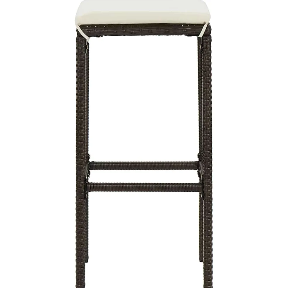 vidaXL Barkrukken met kussens 2 st poly rattan bruin