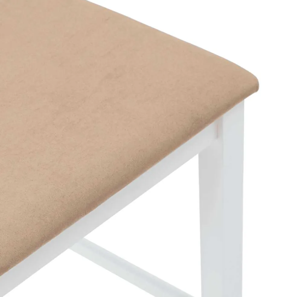 vidaXL Barkrukken met kussens 2 st massief hout rubber wit