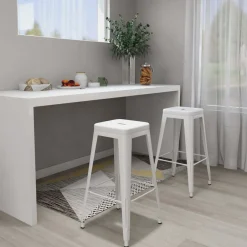 vidaXL Barkrukken stapelbaar 2 st metaal wit