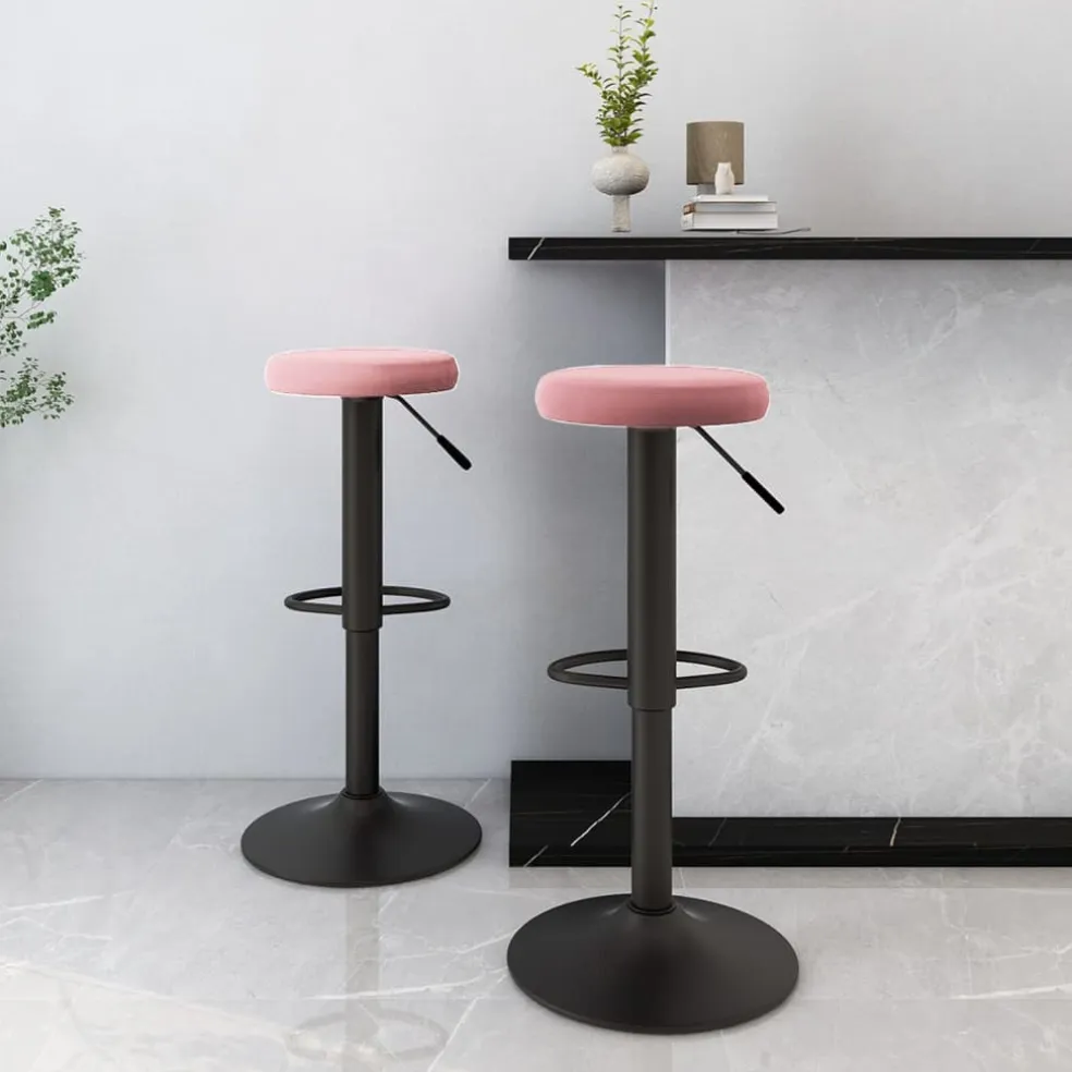 vidaXL Barkrukken 2 st fluweel roze