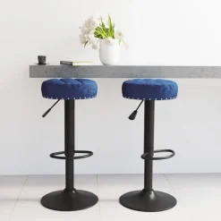 vidaXL Barkrukken 2 st fluweel blauw