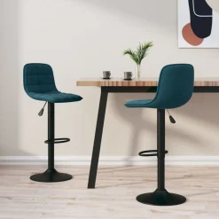 vidaXL Barkrukken 2 st fluweel blauw