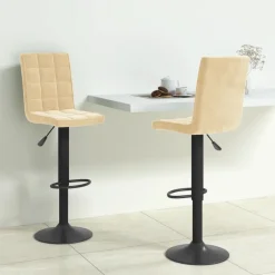 vidaXL Barkrukken 2 st fluweel crèmekleurig