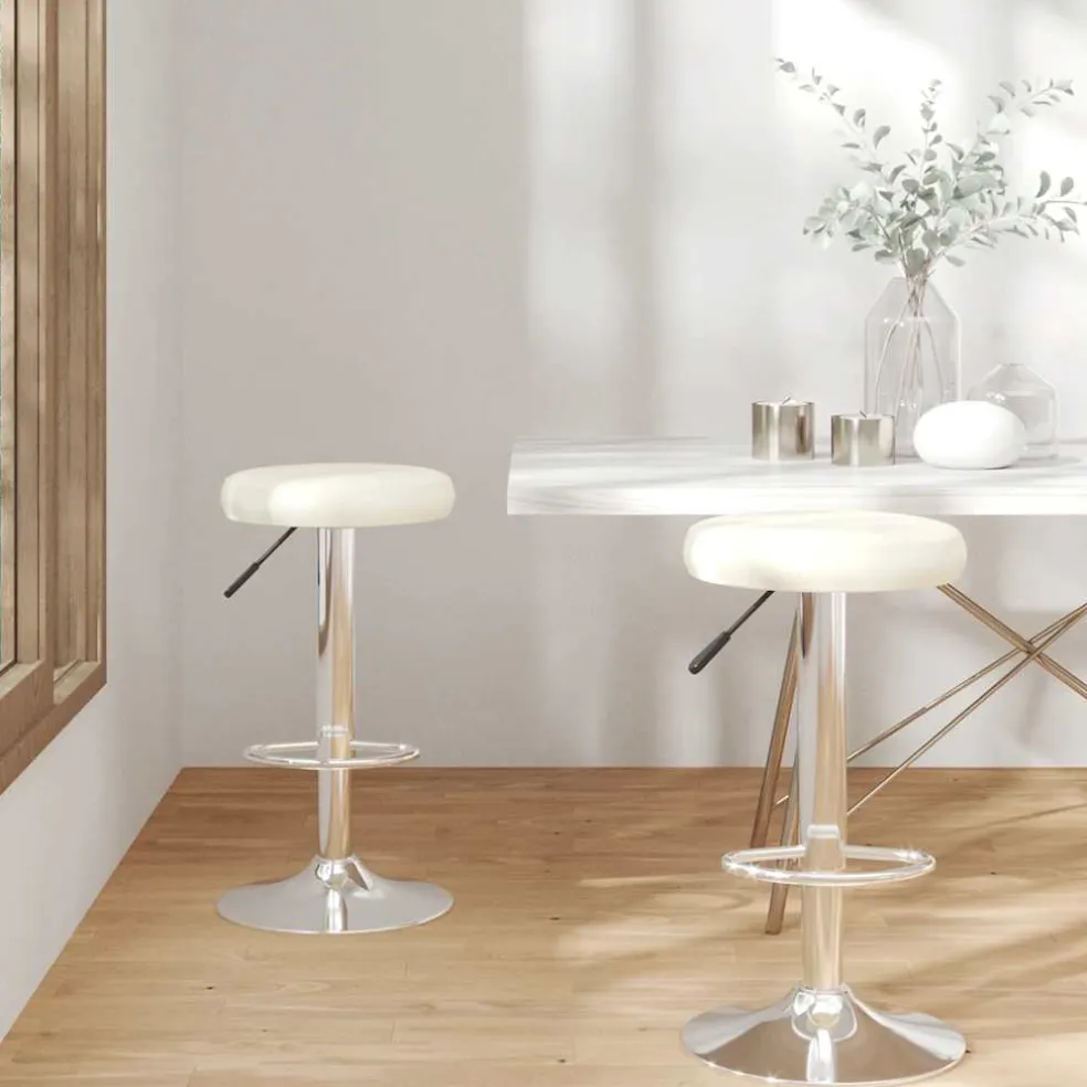 vidaXL Barkrukken 2 st kunstleer crèmekleurig