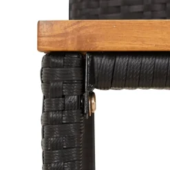 vidaXL Barkrukken 2 st poly rattan en massief acaciahout zwart