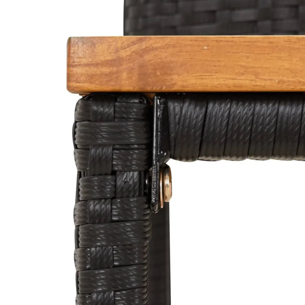 vidaXL Barkrukken 2 st poly rattan en massief acaciahout zwart
