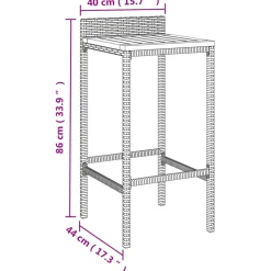 vidaXL Barkrukken 2 st poly rattan en massief acaciahout zwart
