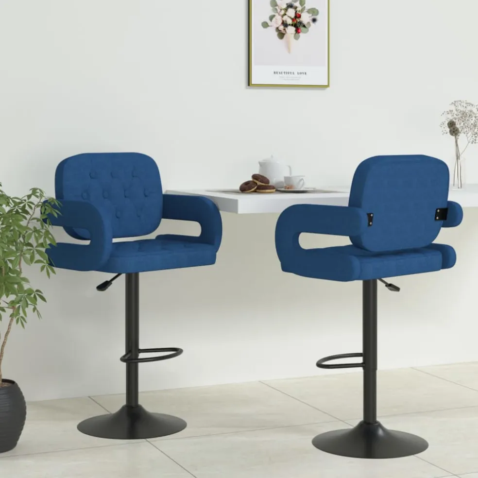 vidaXL Barkrukken 2 st stof blauw