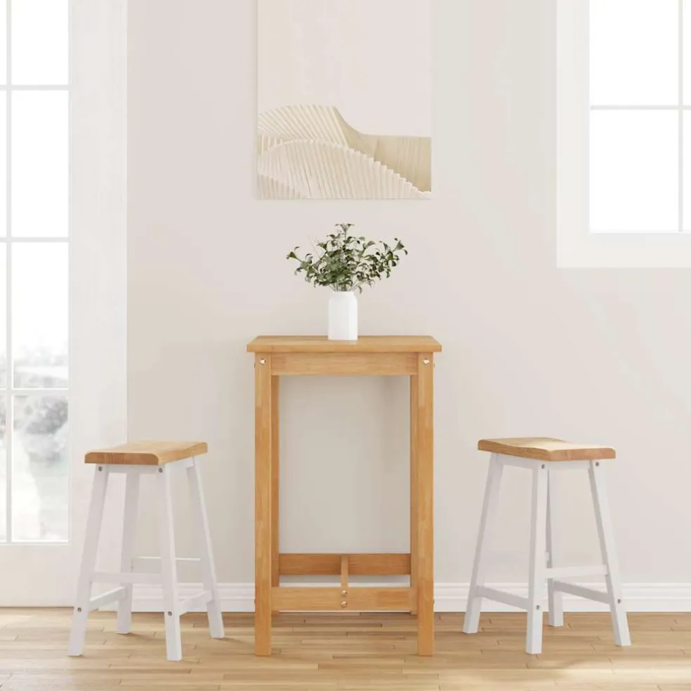 vidaXL Barkrukken 2 stuks Wit Massief Hout Rubber