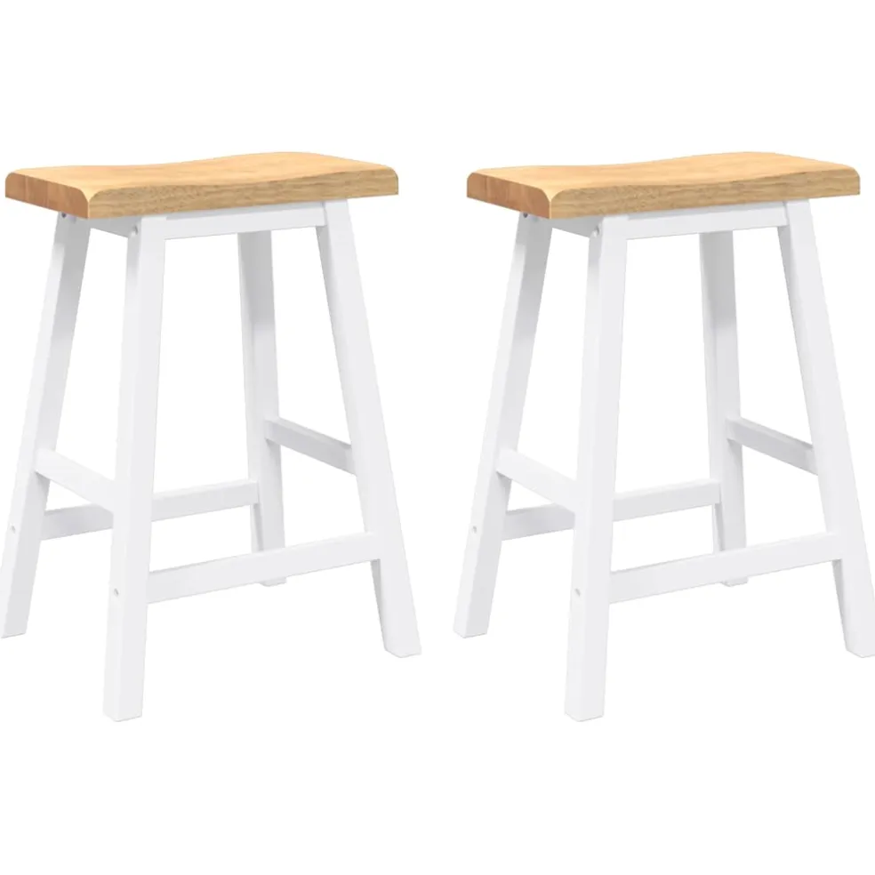 vidaXL Barkrukken 2 stuks Wit Massief Hout Rubber