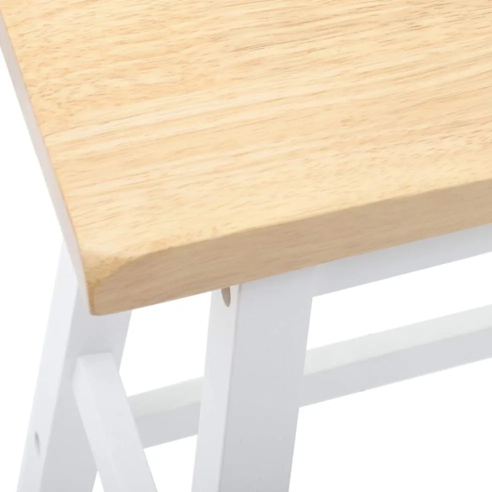 vidaXL Barkrukken 2 stuks Wit Massief Hout Rubber