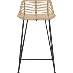 vidaXL Barkruk 2 st Naturel 44 x 45 x 76 cm Rattan en staal