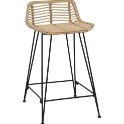vidaXL Barkruk 2 st Naturel 44 x 45 x 76 cm Rattan en staal