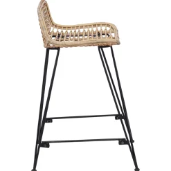 vidaXL Barkruk 2 st Naturel 44 x 45 x 76 cm Rattan en staal