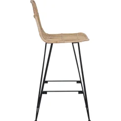 vidaXL Barkruk 2 st Naturel 44 x 55 x 109 cm Rattan en staal