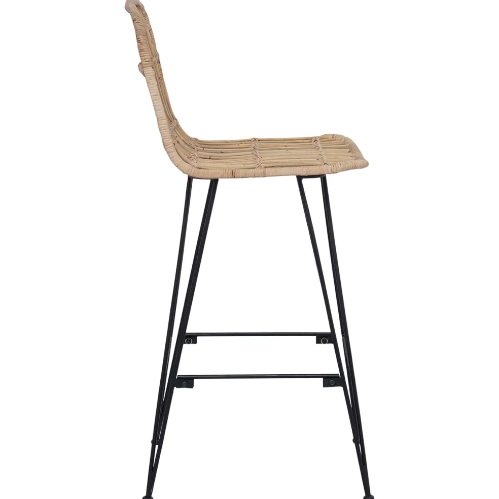 vidaXL Barkruk 2 st Naturel 44 x 55 x 109 cm Rattan en staal