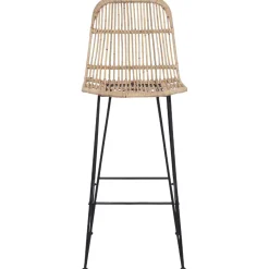 vidaXL Barkruk 2 st Naturel 44 x 55 x 109 cm Rattan en staal