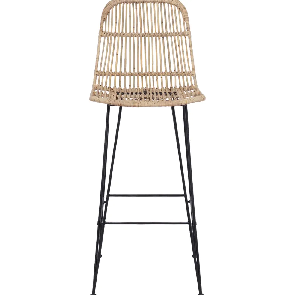 vidaXL Barkruk 2 st Naturel 44 x 55 x 109 cm Rattan en staal