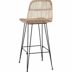 vidaXL Barkruk 2 st Naturel 44 x 55 x 109 cm Rattan en staal