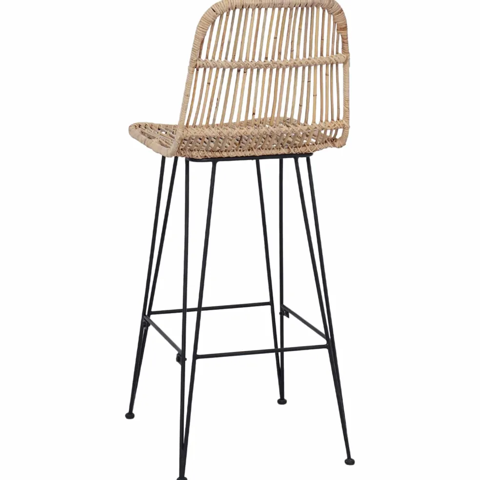 vidaXL Barkruk 2 st Naturel 44 x 55 x 109 cm Rattan en staal