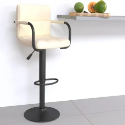 vidaXL Barkruk stof crèmekleurig