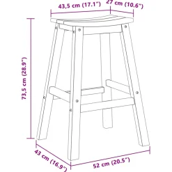 vidaXL Barkruk 2 st Wit 52 x 43 x 73,5 cm HDPE