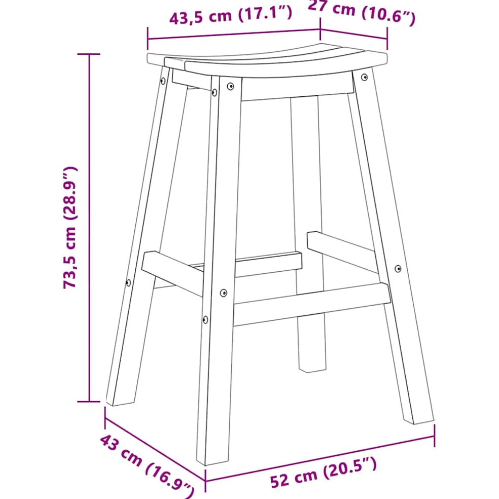 vidaXL Barkruk 2 st Wit 52 x 43 x 73,5 cm HDPE