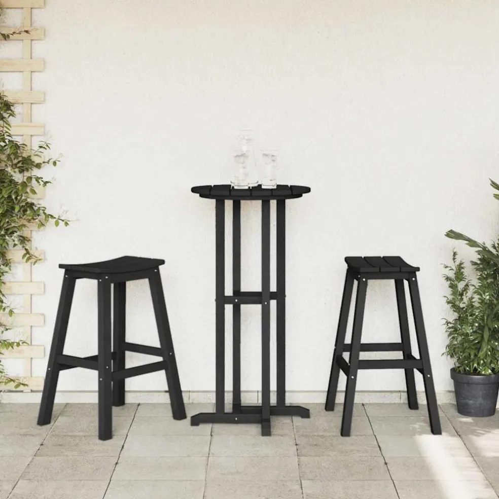 vidaXL Barkruk 2 st Zwart 52 x 43 x 73,5 cm HDPE