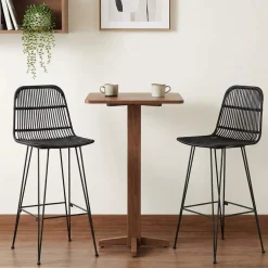 vidaXL Barkruk 2 st Zwart 44 x 55 x 109 cm Rattan en staal