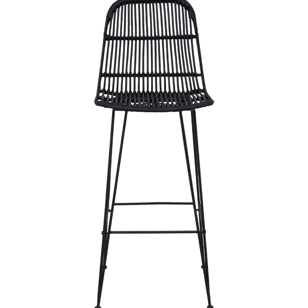 vidaXL Barkruk 2 st Zwart 44 x 55 x 109 cm Rattan en staal