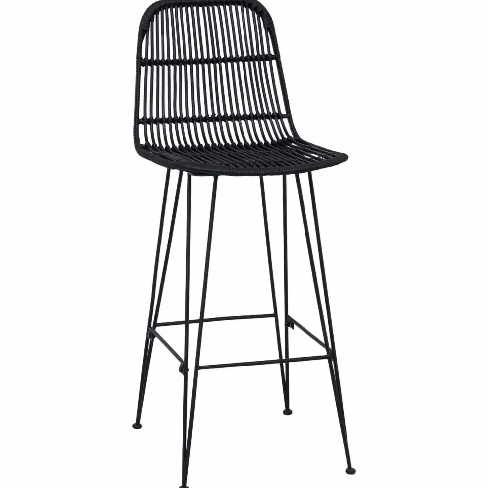 vidaXL Barkruk 2 st Zwart 44 x 55 x 109 cm Rattan en staal